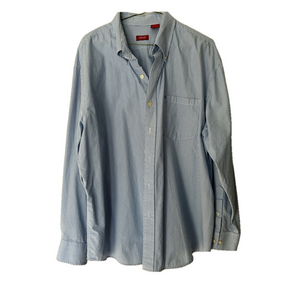 Izod Men’s Blue & White Striped Long Sleeve Button Down Shirt Size XL